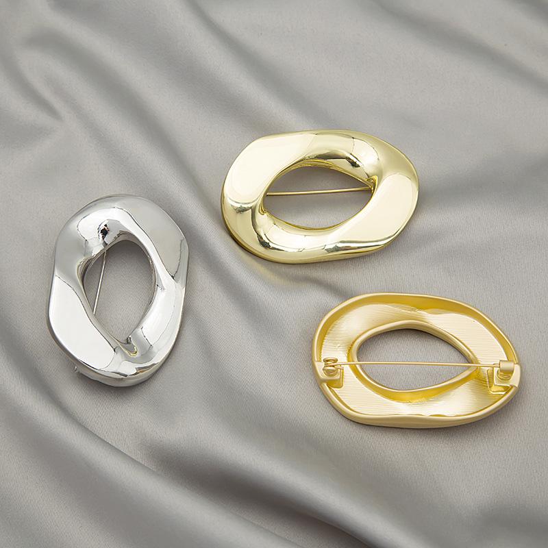 Geometric Glossy Round Brooch - Trendy European & American Fashion Suit Accessory