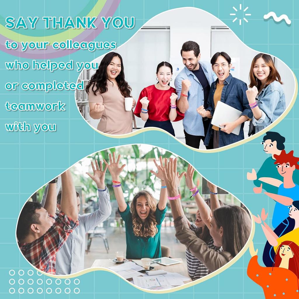 Sasylvia 50 Pcs Employee Appreciation Gifts Silicone Bracelets Motivational Quote Pirational Rubber Wristband Thank You Gift for Coworker Office