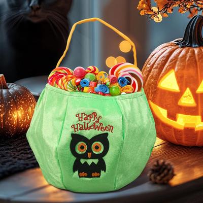 Seau à Bonbons d'Halloween 2025 Portatif Brodé 3D Panier de Trick-or-Treat Non-Tissé Sacs à Bonbons et Collations pour Festival d'Halloween
