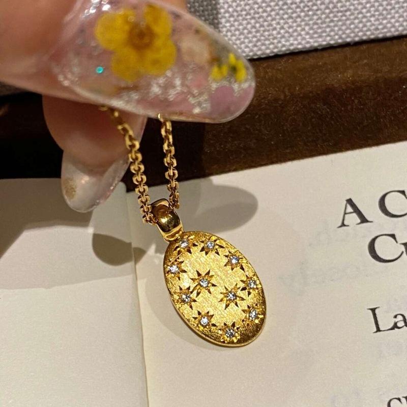 Light Luxury Brushed Full Diamond Oval Octagonal Star Necklace Shining Retro Exquisite Collar Chain Wedding Jewelry