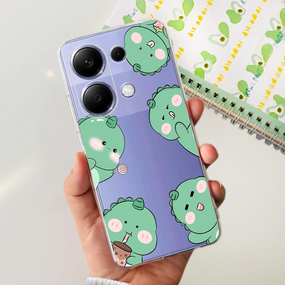 

For Xiaomi Poco M6 Pro 4G Capa Case Transparent Soft TPU Slim Bumper Shell Love Heart Cute Cat Coque For Redmi Note 13 Pro 4G Poco M6 Pro 4G