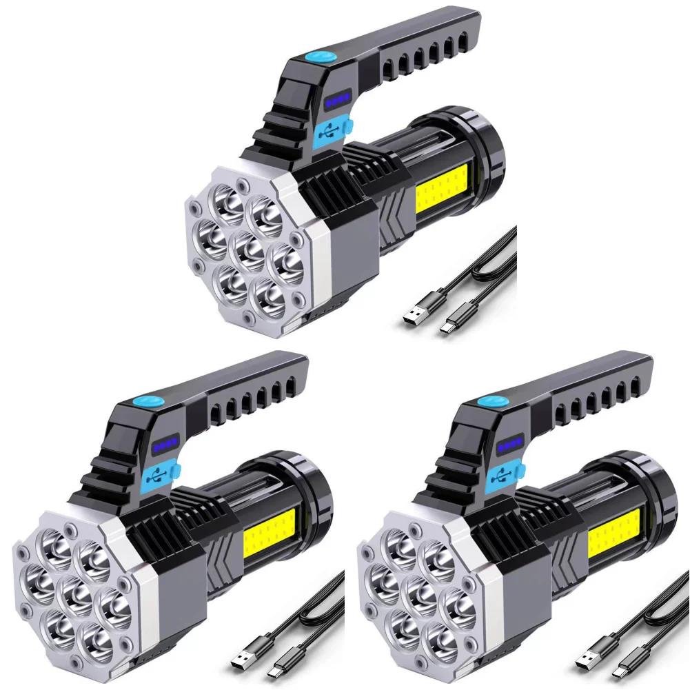 1-5PCS Waterproof Flashlight LED Work Light Camping Torch USB Charging Adjustable Brightness Flash Light LED Bulb Search Light