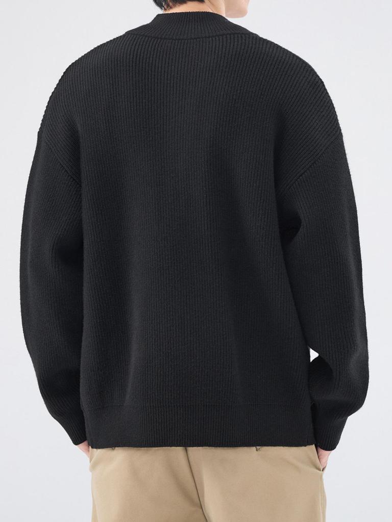 Men's Trendy Loose Knit Stand-Up Collar Zipper Cardigan - Autumn/Winter Versatile Outerwear.