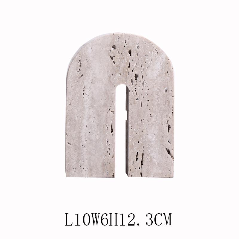 Arch-Shaped Travertine Ornament for Bookshelves and TV Cabinets Off-white Travertine Stone