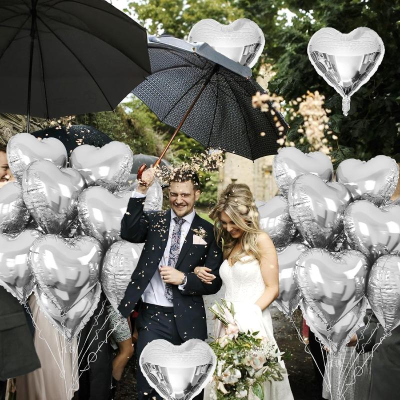 1/5Pcs Wedding & Party Foil Balloon, 18 Inch Heart Foil Balloon, Metallic Finish, Helium Compatible, Birthday Engagement Decor