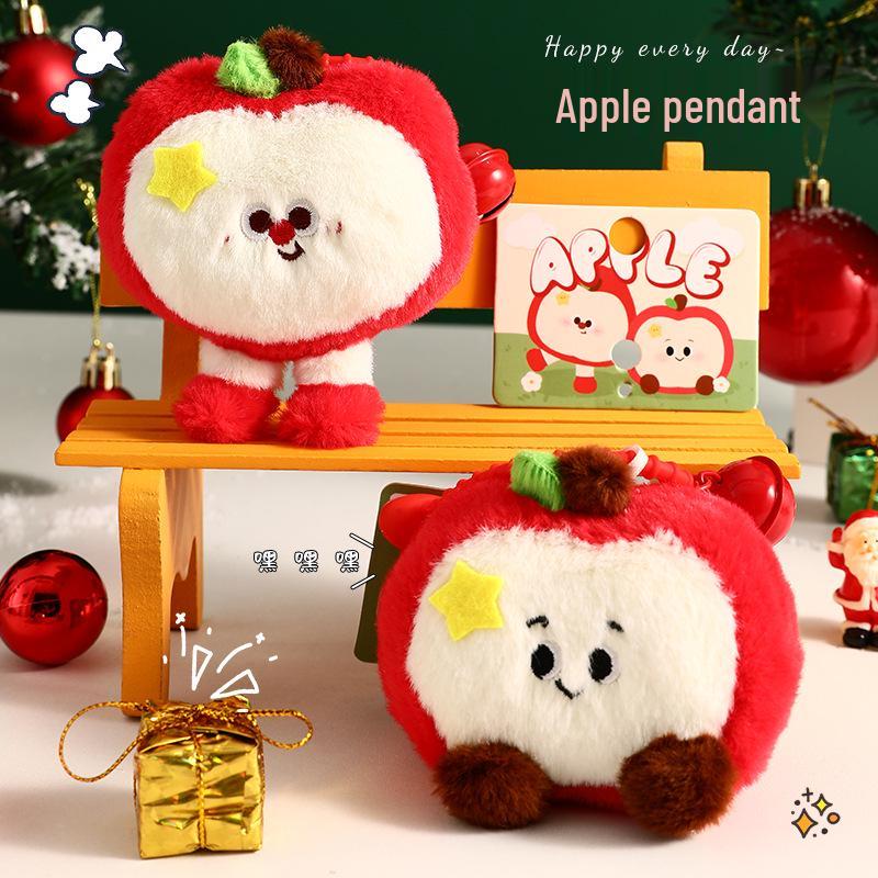 Charming Plush Christmas Apple Keychain Pendant - Cute Children's Gift for a Festive Atmosphere