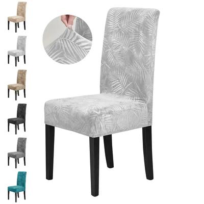 1/4PCS Soft Velvet Chair Cover Leaves Jacquard Seat Slipcover Elastic Solid Color Washable Chaircase Dining Room Home Wedding