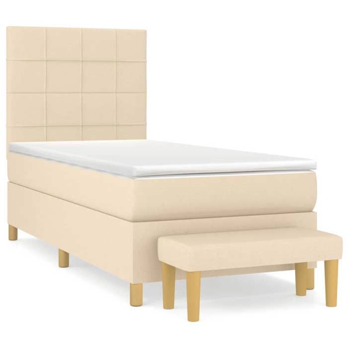 Maison Exclusive - Sommier à lattes de lit et matelas Crème 90x190 cm Tissu