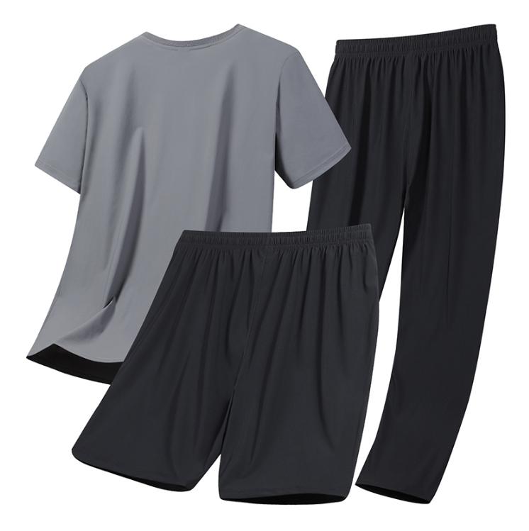 Men's Short Sleeved Set Versatile Casual Sports Three-piece Set