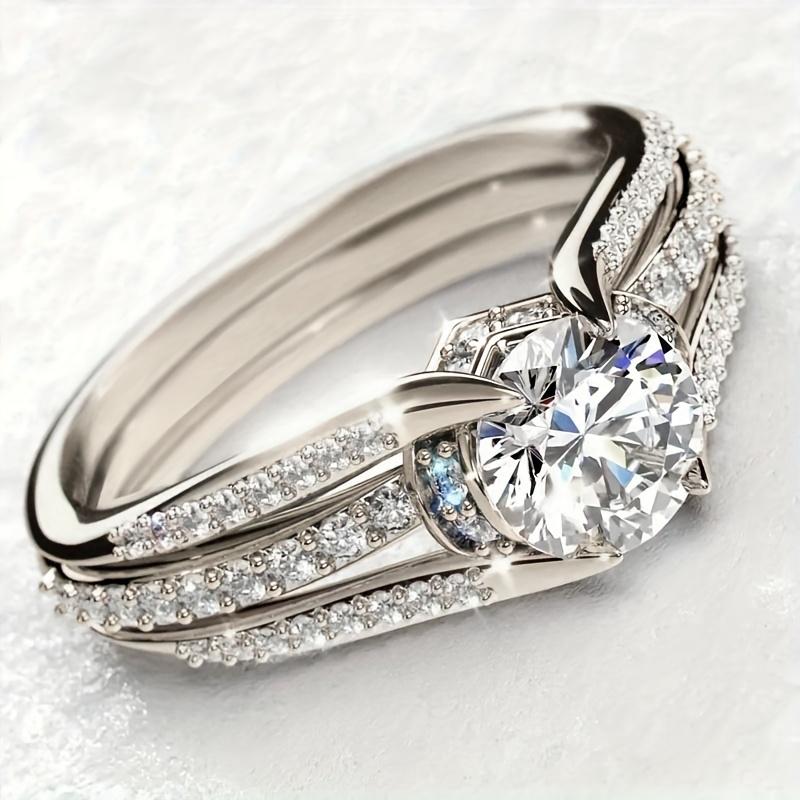 Women s 18K Gold Plated Synthetic Cubic Zirconia Valentine s Day Ring - Round Gemstone, 4-Prong-Setting, Elegant Copper Jewelry | Durable Gold Plating 6