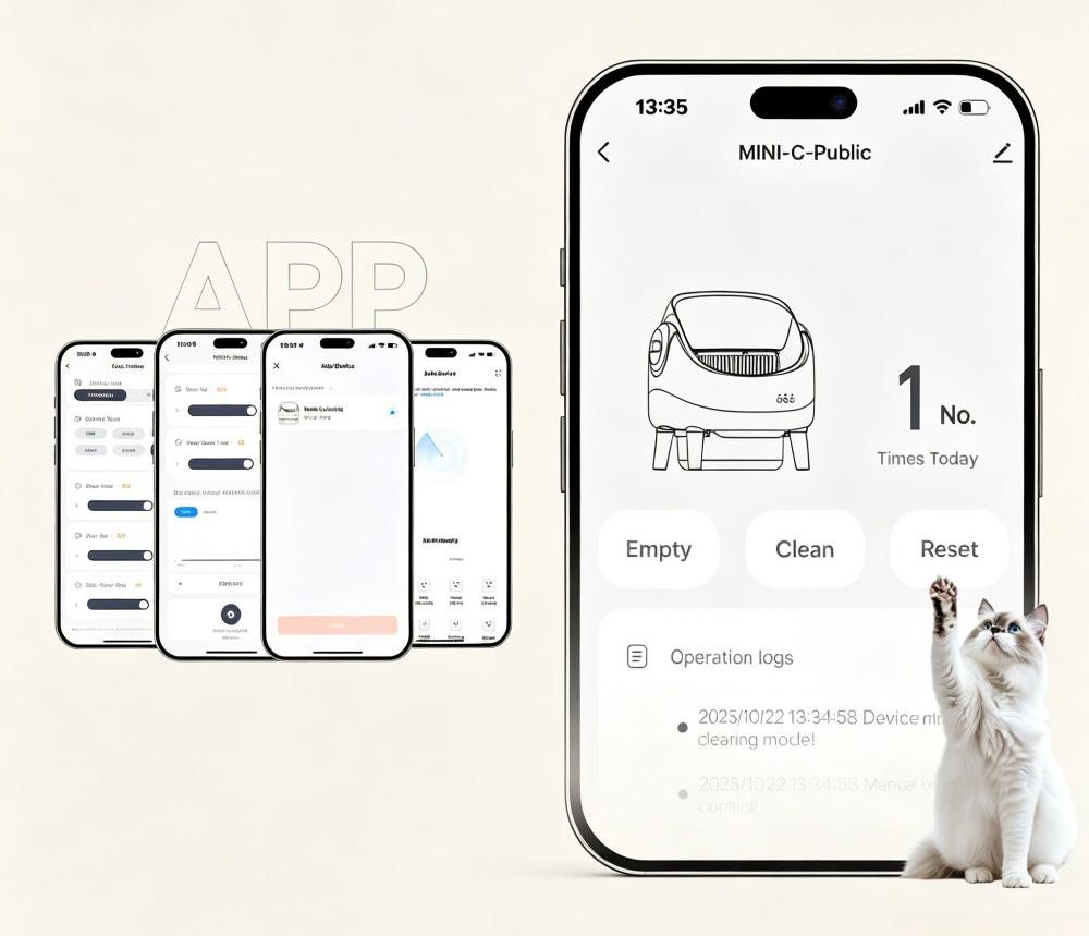 Crigge MINI-C Intelligente Katzentoilette, Offene Oberseite, Selbstreinigendes System, WiFi App-Steuerung, Gesundheitsüberwachung, 35dB Ultra-Leiser Betrieb