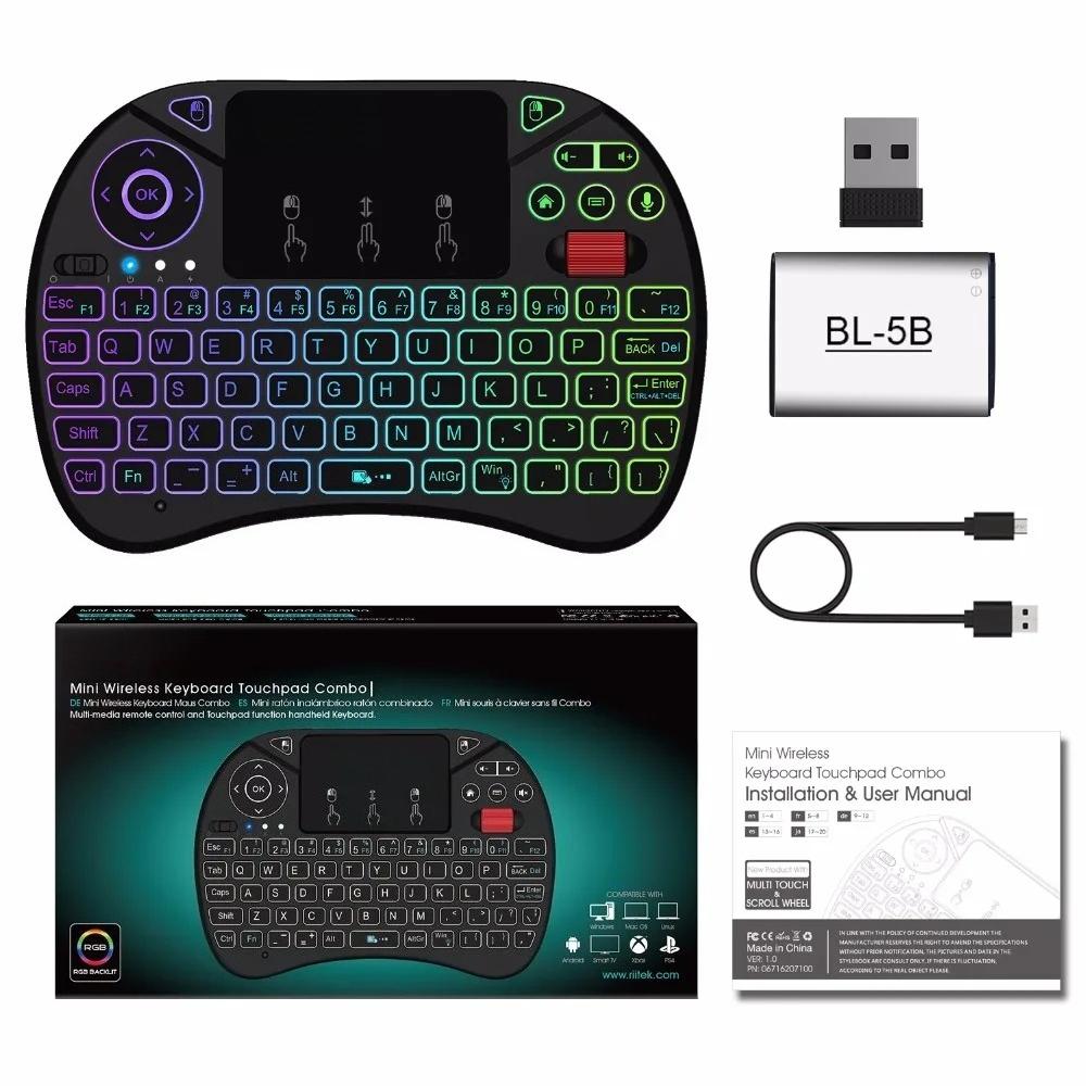 2.4GHz Wireless English Remote Control Keyboard with Touchpad Backlit for Android TV Box Pc Mouse Combo Turbo Function