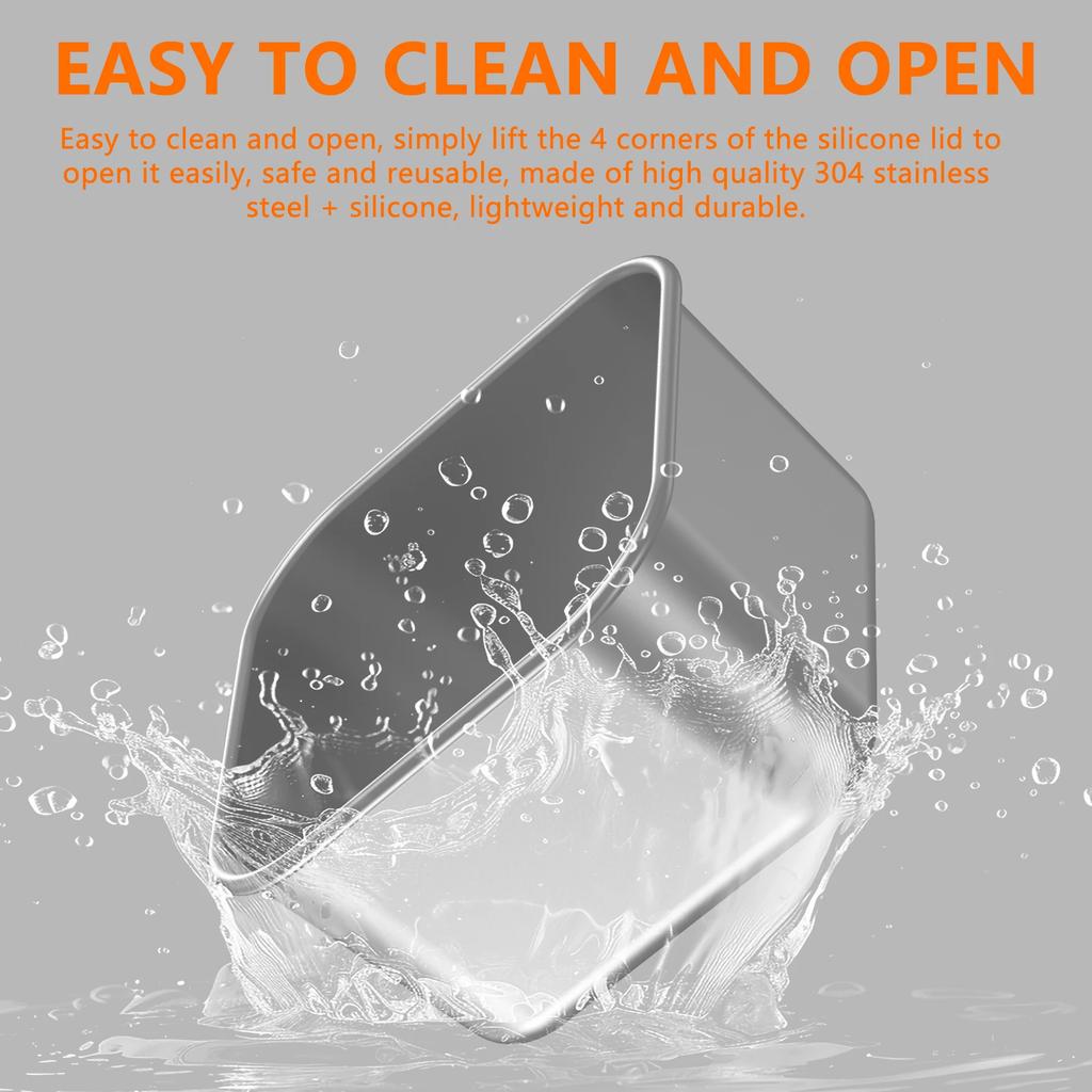 4 Stück 2/6 oz Snackbehälter Edelstahl-Salatbox mit Silikondeckel Auslaufsichere tragbare stapelbare Dressing-Lebensmittelaufbewahrungsbox