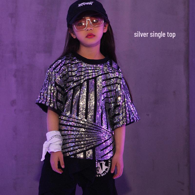 

June 1st Kids Jazz Dance Costume - Unisex Sequin Street Dance & Hip Hop Outfit 180 cm