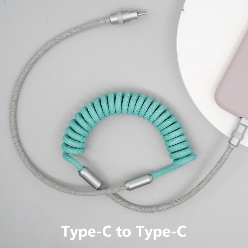 1.8M 120W Fast Charge USB Cable Quick Charge Type-C Lightning Spring Cable For USB To Type C