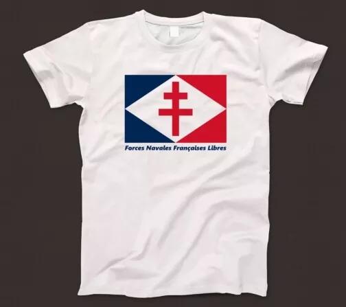 

Free France Naval Forces T Shirt Cross Of Lorraine Flag Jack Third Republic 930 4XL