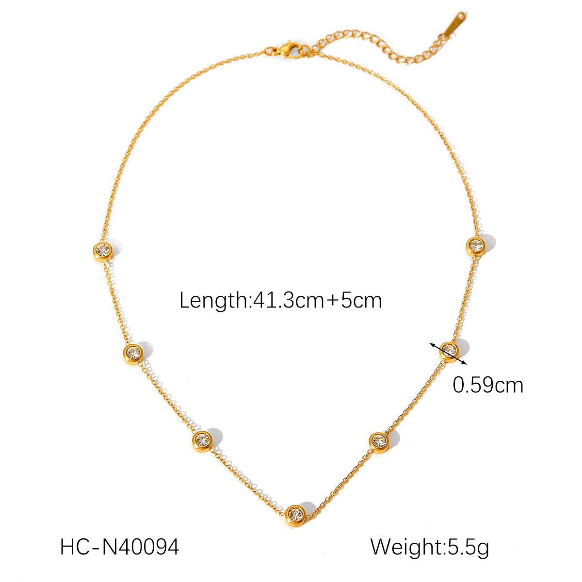 

INS Fashion Minimalist Titanium Steel Necklace with Zircon and 18K Gold Finish - Non-Fading