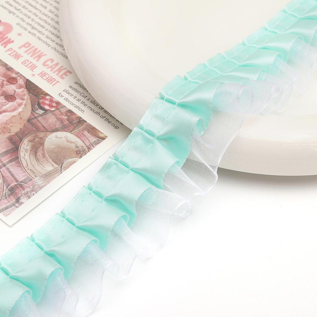 [1m] Doppellagige Plissee-Spitze Schneegaze Spitze DIY Prinzessinnenkleid Spitze Blumen-Accessoires