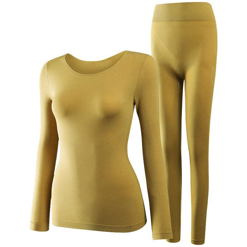 "Women's Seamless Cashmere Protein Thermal Underwear Set: Slim Fit, Body-Shaping for Autumn & Winter"