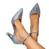 Women's Silver High Heels Fashion Shiny Lace-Up Buckle Women's Shoes Alien Heel Women's Shoes