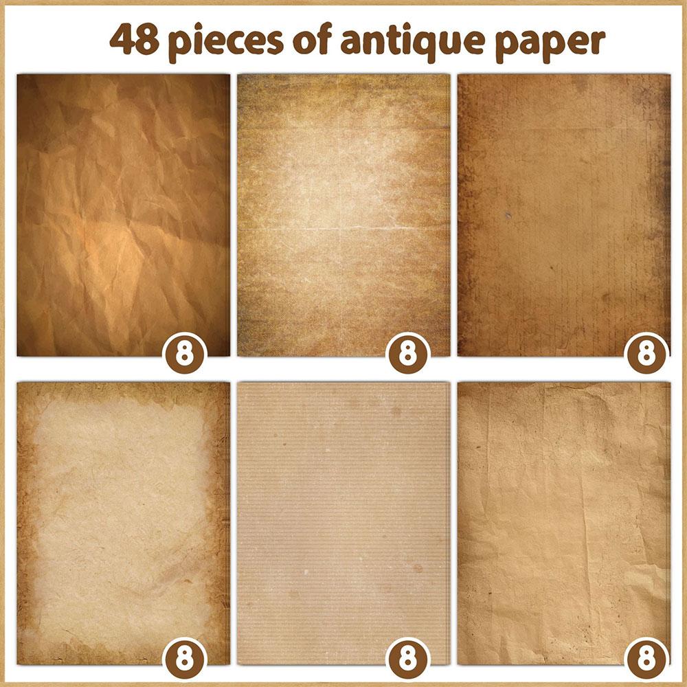 Für Spaß 48 Blatt Vintage Scrapbook Materialpapier DIY Junk Journal Collage Fotoalbum Retro Hintergrundpapier A4 Druckpapier