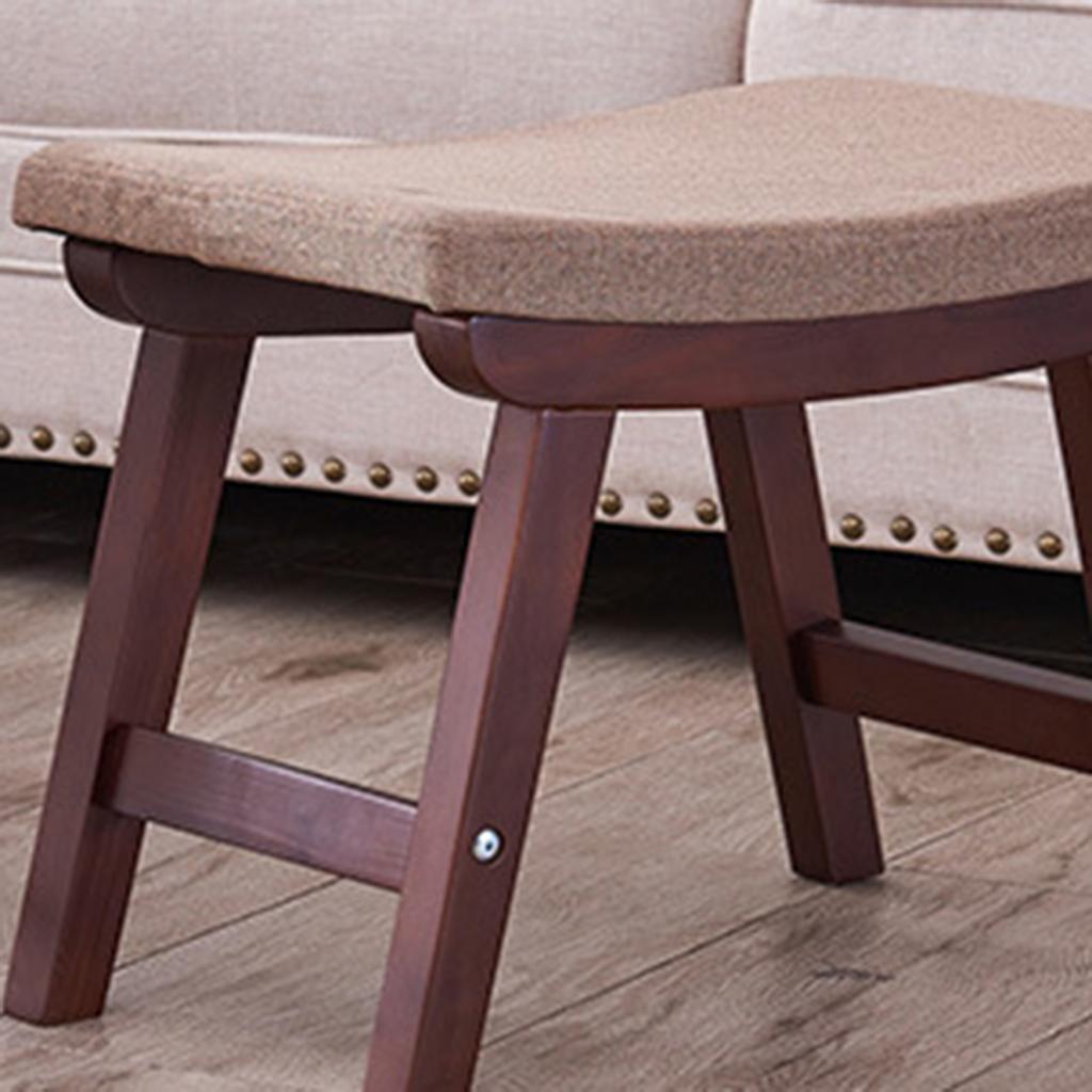 Footstool Wooden Structure Sponge Cushion Step Stool Home Decor White Blue