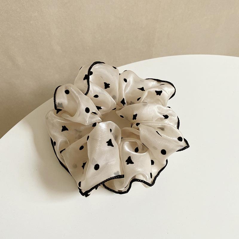 Elegant Dot Flower Love Chiffon Large Champagne Hair Band for Women Hair Tie Scrunchie Hair Headband Fashion Hair Accessories