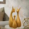 Muted Metallic Matte Gold Home Decor Lucky Deer Family Ceramic Figurine | Launched for The First time in India - (Set of 3, Gold)