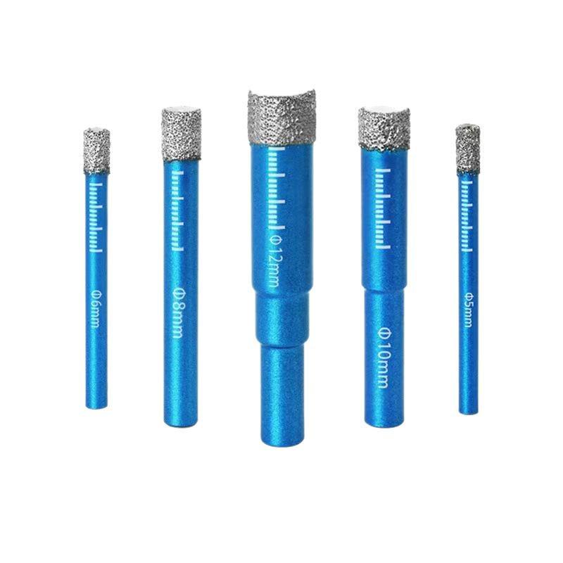 Multi-functional Diamond Drill Bit for Marble, Tile, and Glass - Round Handle, Brazed Dry Drilling