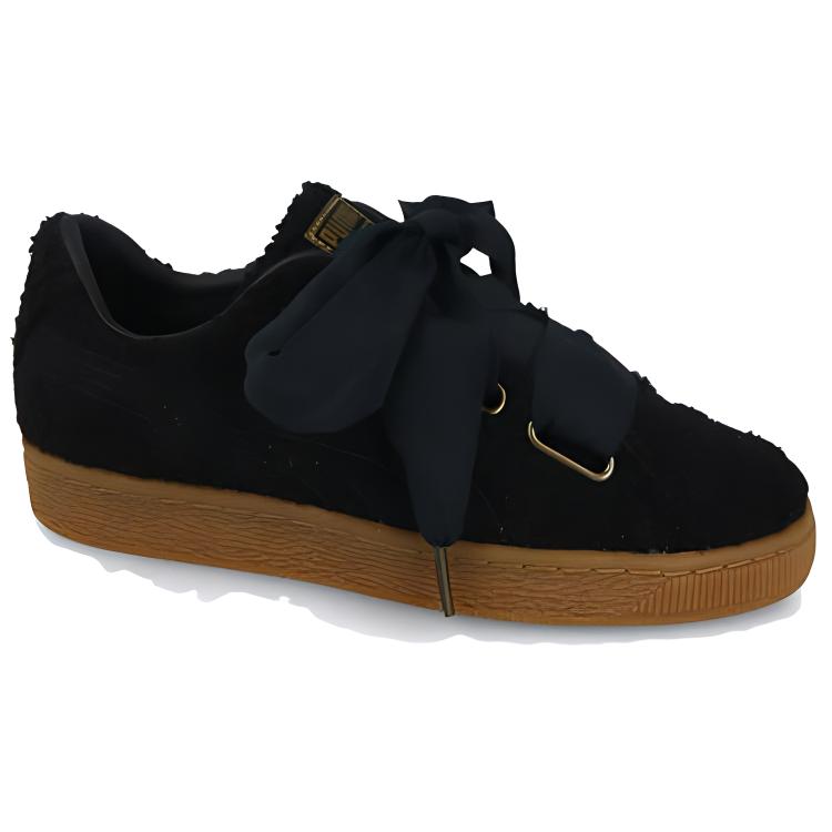 Puma Basket Heart Teddy Bow Comfortable Sneakers Women Sneakers Black 367030-02