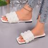 Fashion 2025 Summer White Lace Mesh Soft Slippers Outdoor Women's Flat Sandals Large Size Women's Beach Sandals Zapatos De Mujer
