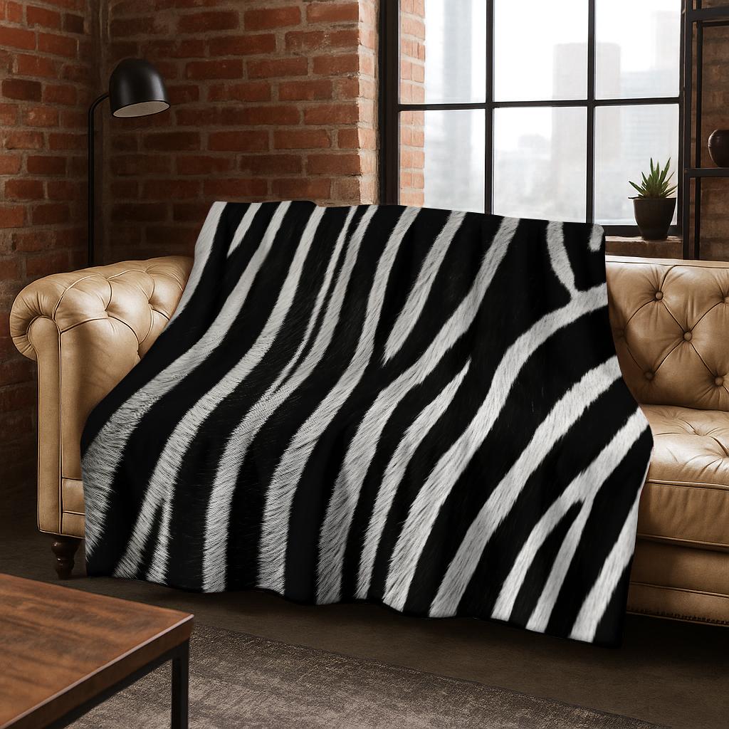 

3D Colorful Zebra Stripes Leopard Print Flannel Blanket Soft Warm Blanket for Home Bedroom Office Travel Camping Picnic Gift 75x90cm