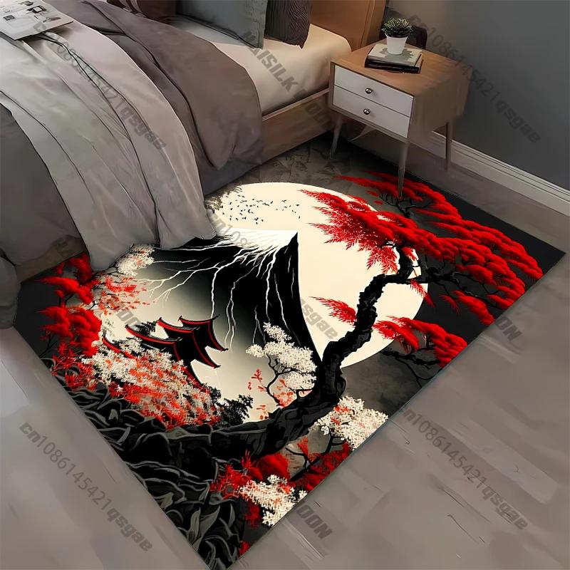 1pz Tappeto Illustrazione Monte Fuji Stile Giapponese per Soggiorno Tappeti da Gioco Tappeti Cartoon Morbidi per Pavimento Tappetino Tappetino da Bagno Tappetino Yoga