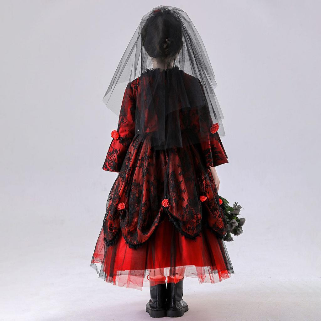 Kind Geisterbraut Hexe Vampir Prinzessin Kleid Halloween Kostüm