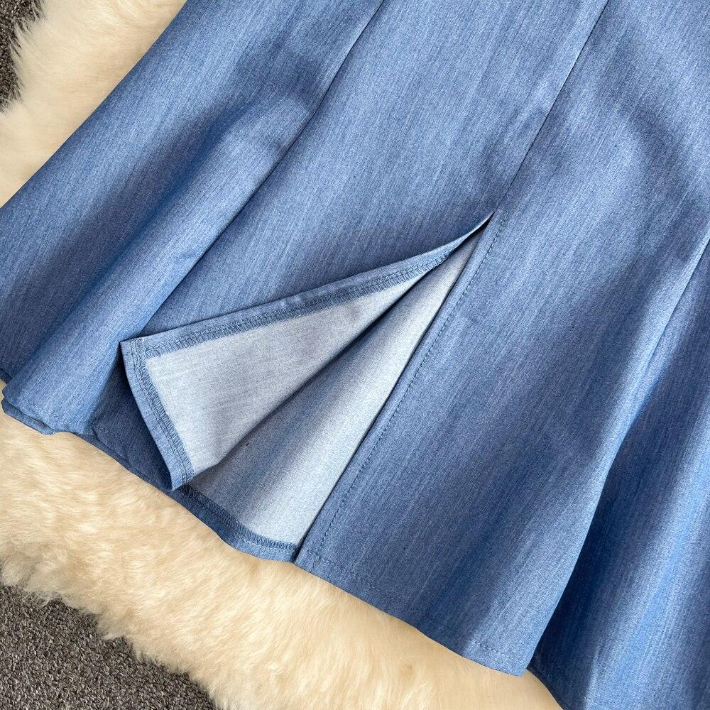 High Waist Thin Medium And Long Split Hip Wrap Skirt Women's Summer Solid Color Versatile Slim Denim Fishtail Skirt