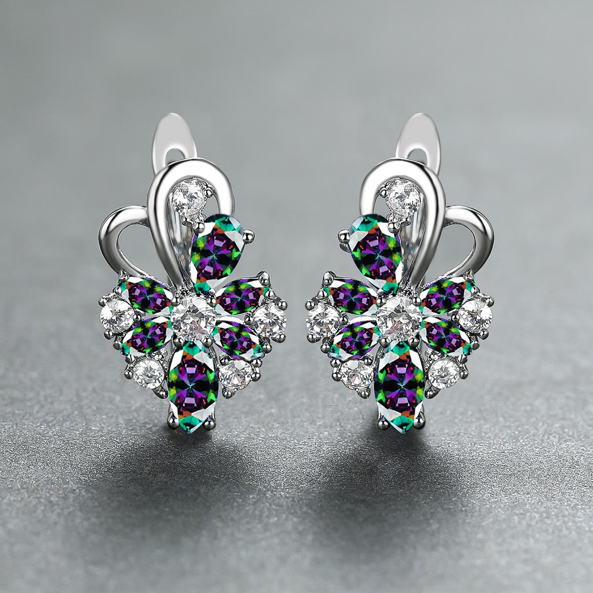 

Роскошные серебряные серьги с цветочным камнем и бабочкой, серьги-капли для женщин, свадебные украшения разноцветный