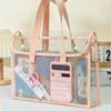1pc Large Transparent PVC File Folder Organizer with Multiple Compartments for Tablets, School Supplies Storage