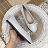 Fashion Flat Shoes Women's 2025 Spring and Autumn New Round Toe Ballet Shoes Bow Knot Shallow Retro Patent Leather Red Plus Size 43 44