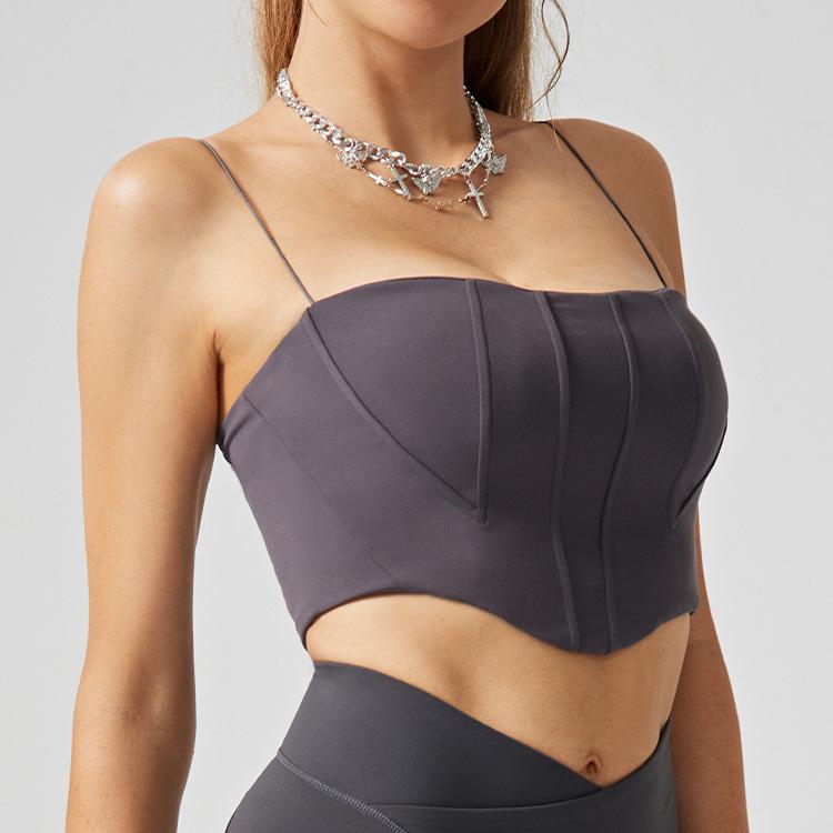 

Женская приталенная одежда для йоги/танцев без рукавов с нагрудными вкладышами и красивым дизайном спины XS