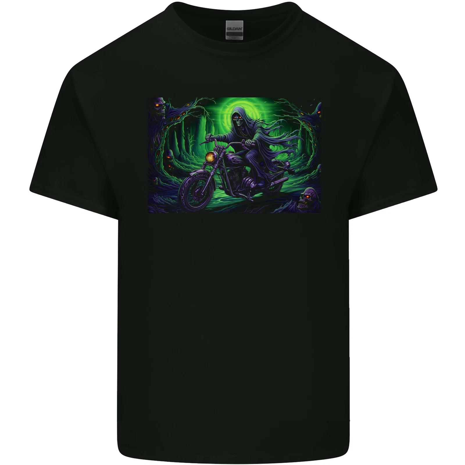 Skull Biker Motorcycle Motorbike Grim Reaper 11 Kids T-Shirt Childrens 2XL