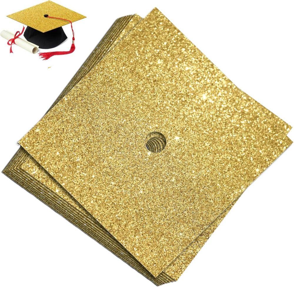 10 Sheets Creative Grad Cap Decorations DIY Glitter Foam Paper  University