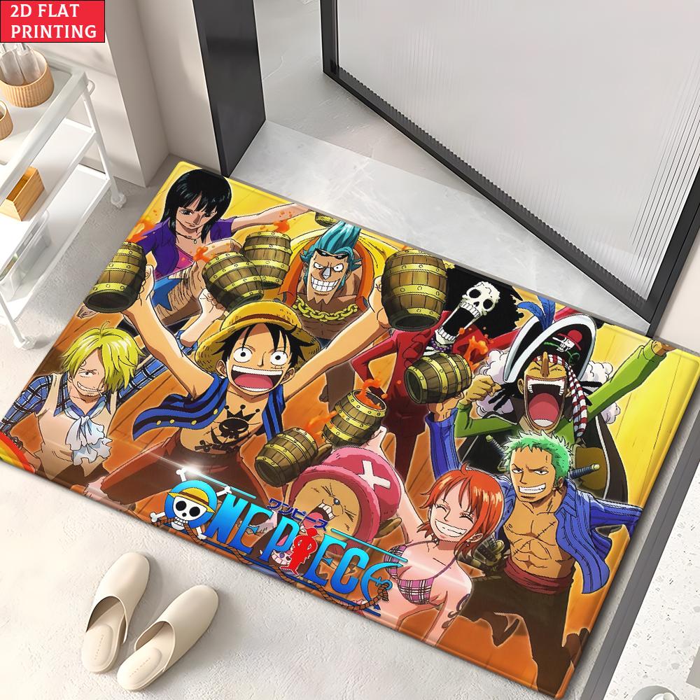 Anime Straw Hat Crew Doormat, Cartoon Pirate Non-slip Floor Mat, Decorative Entrance Rug for Home Living Room Bedroom Game Room