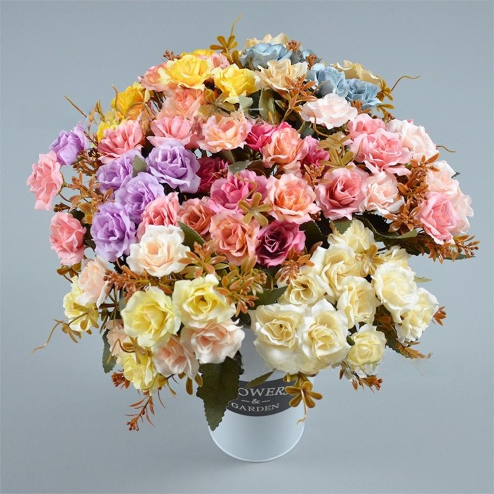 Realistic 10 Heads Artificial Rose Bouquet 32cm Silk Western-Style Floral Decor Artificial Flowers Home Decor