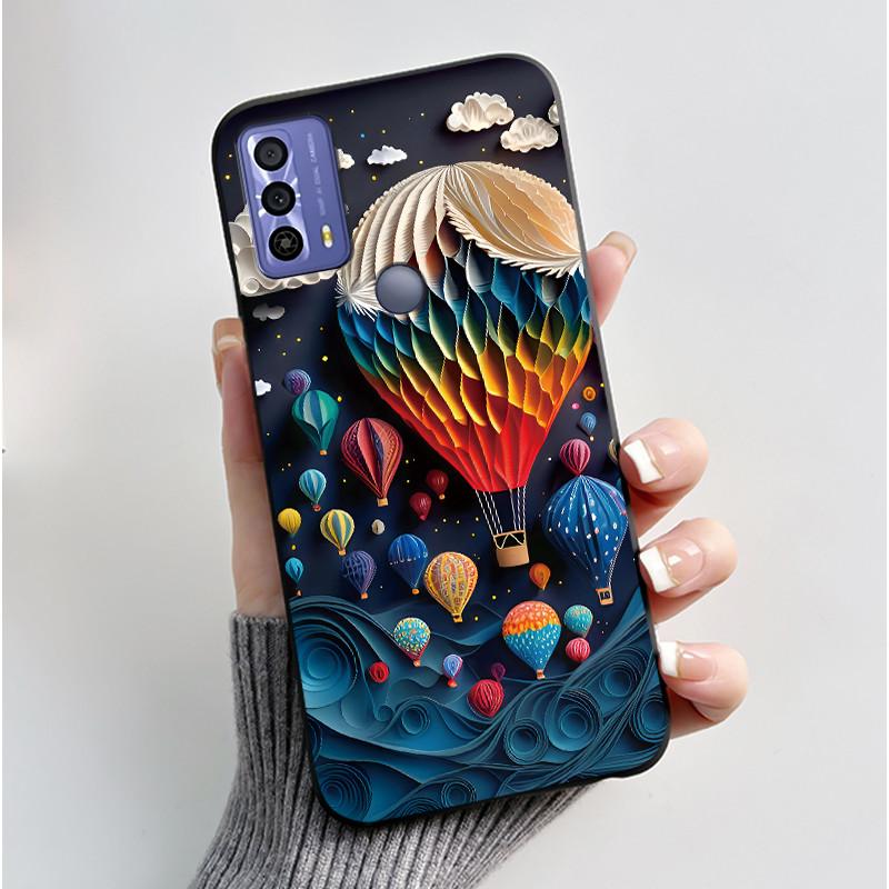 Phone Funda For TCL 20B 20Y 20E Case Aesthetic Cute Cat Astronaut Black Soft Silicone TPU Capa for TCL 20E 20Y 20B Back Cover