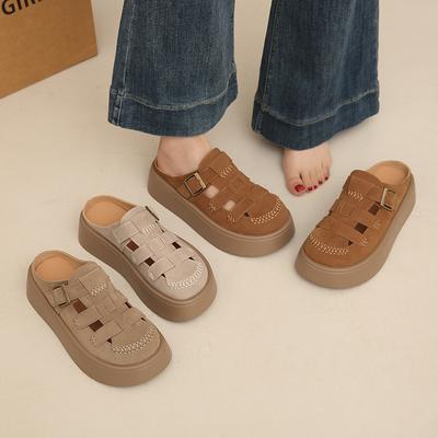 Women Clogs Slippers Thick Sole Platform Sandals Casual Girls Height Increase Summer Close Toe Backless Shoes Plus Size