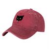 Black Cat Embroidered Washed Canvas Baseball Cap with Cool Feline Design for Casual Streetwear Style and Everyday Wear