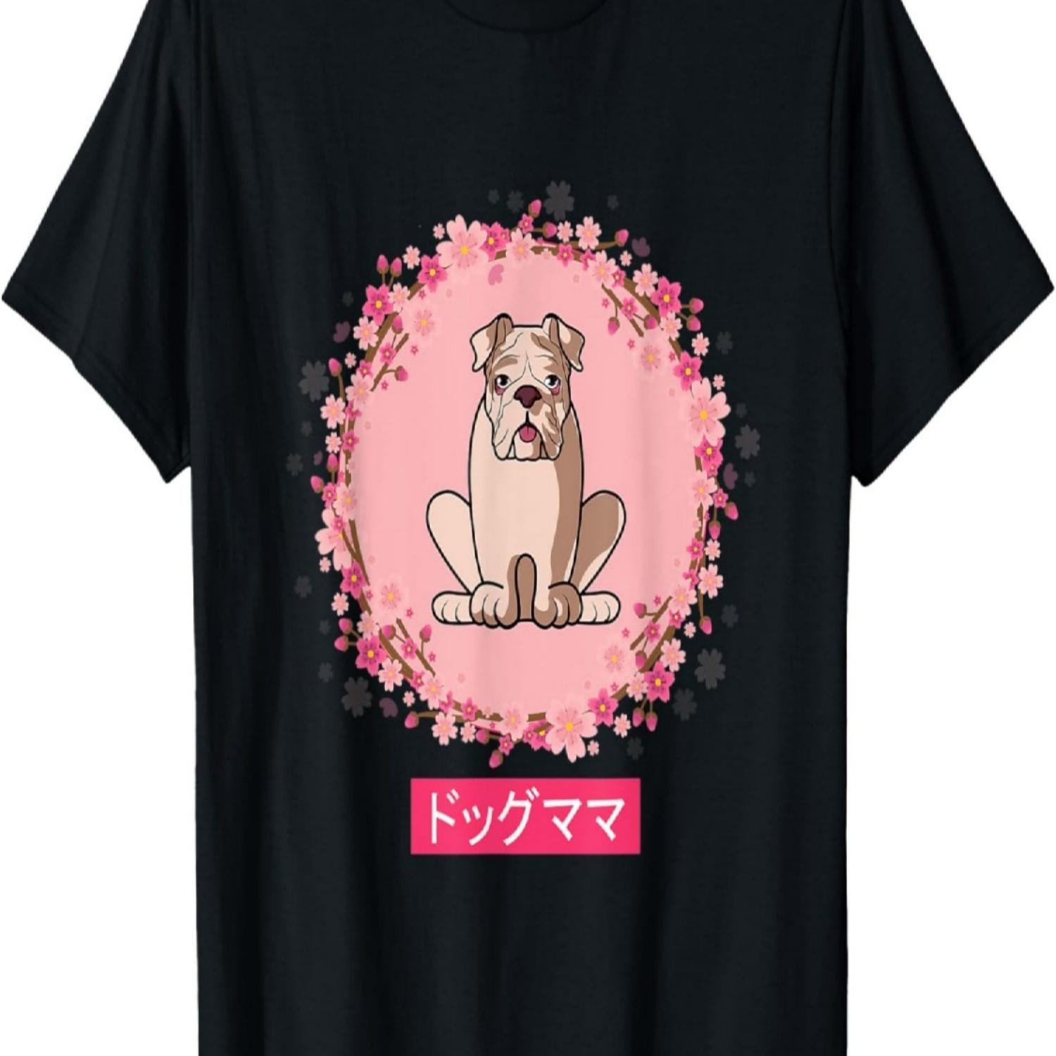English Bulldog  Cherry Blossom T-Shirt S чёрный
