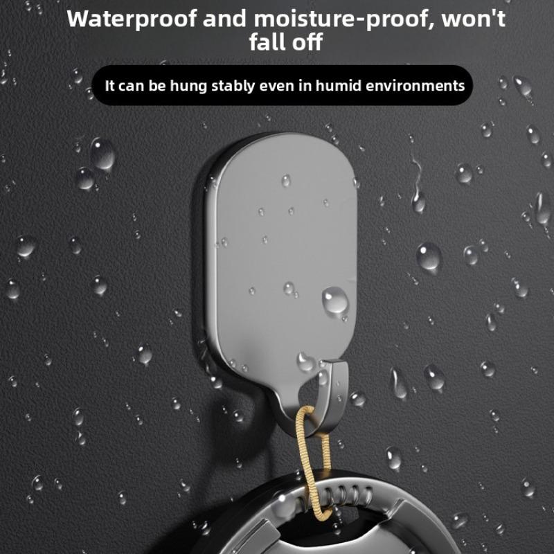 Non-drilled Stainless Steel Hook with Strong Adhesive for Heavy Load. Bathroom and Toilet Hanging Item Adhesive Wall Mount.