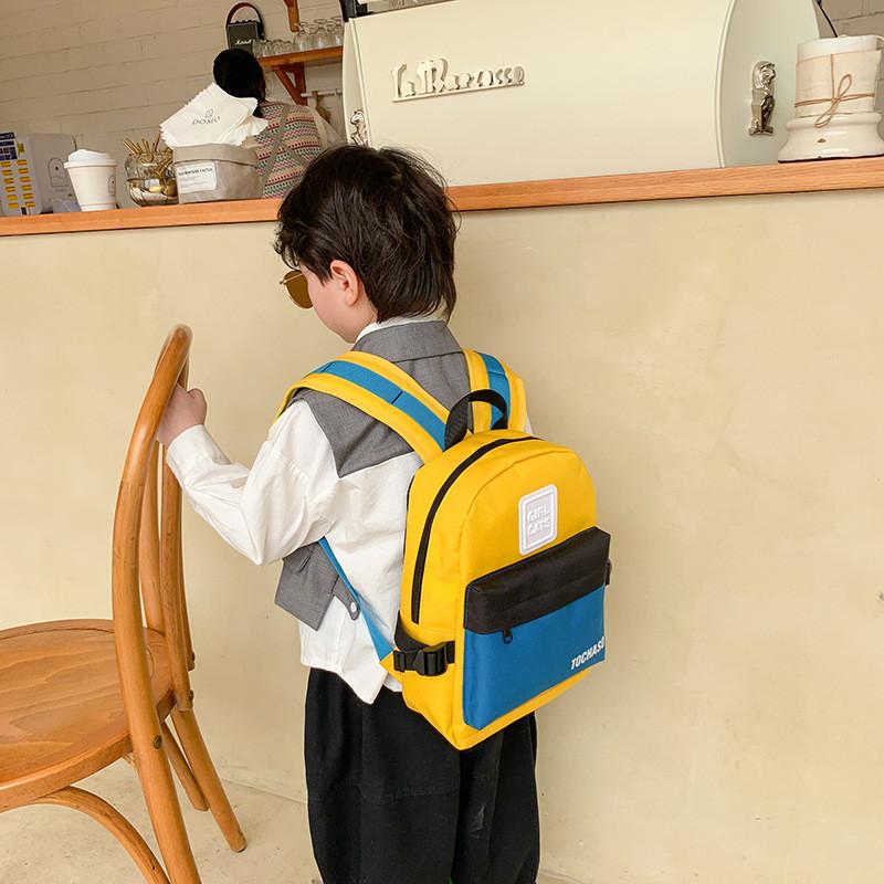 Stylish Korean Color-block Mini Backpack For Boys And Girls In Vibrant Colors