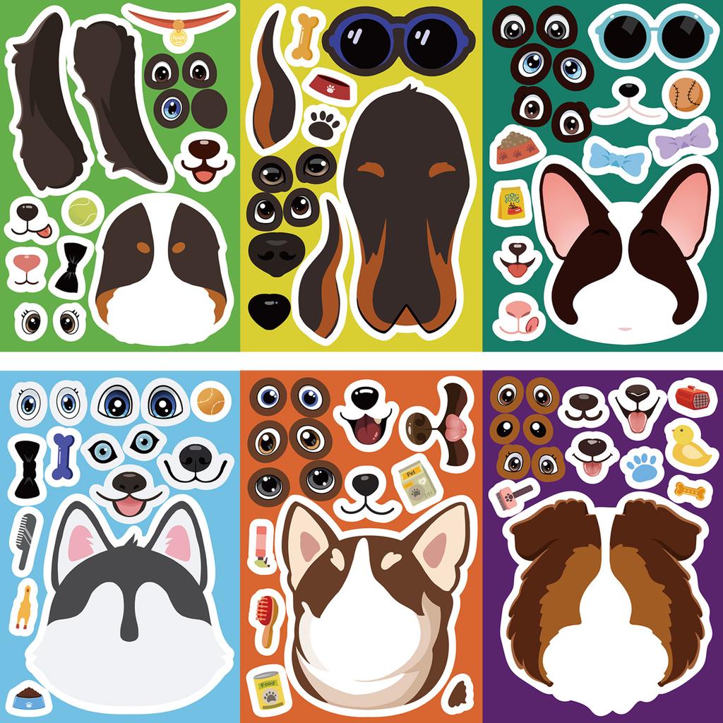 8 Cartoon Fun Dogs Make A Face Collage DIY Decorative Guka Hand Account Mobile Phone Case Notebook